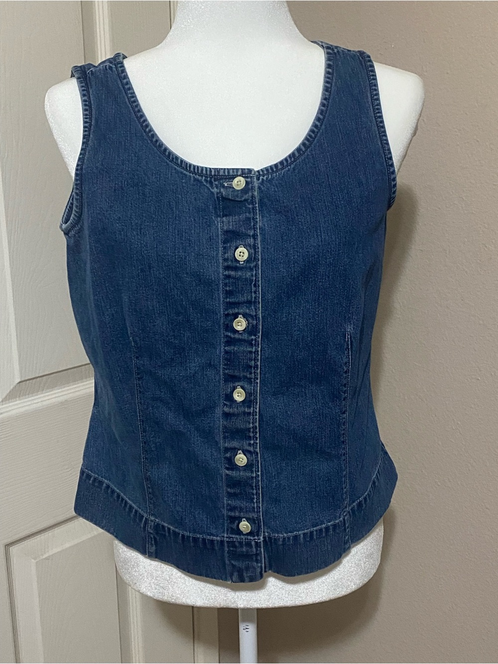 Eddie Bauer Indigo Denim Button-Front Tank